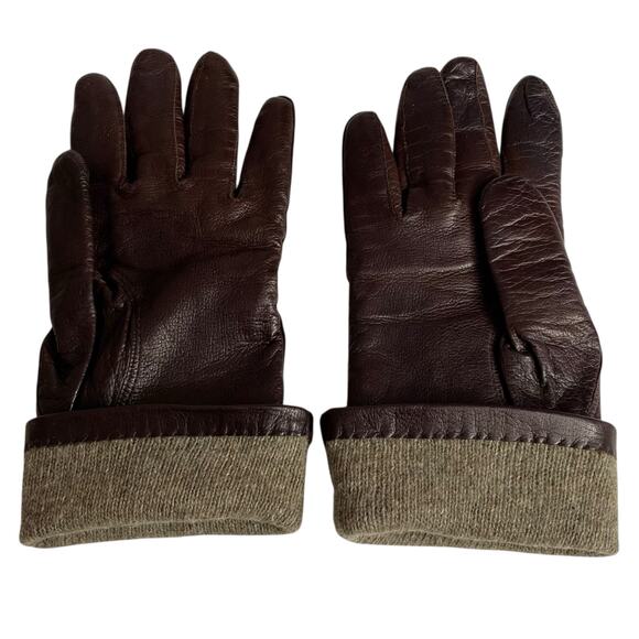Vtg Guanto Sim Simeone Leather Driving Gloves Womens 8 Brown Wool Lined Italy - Picture 9 of 13
